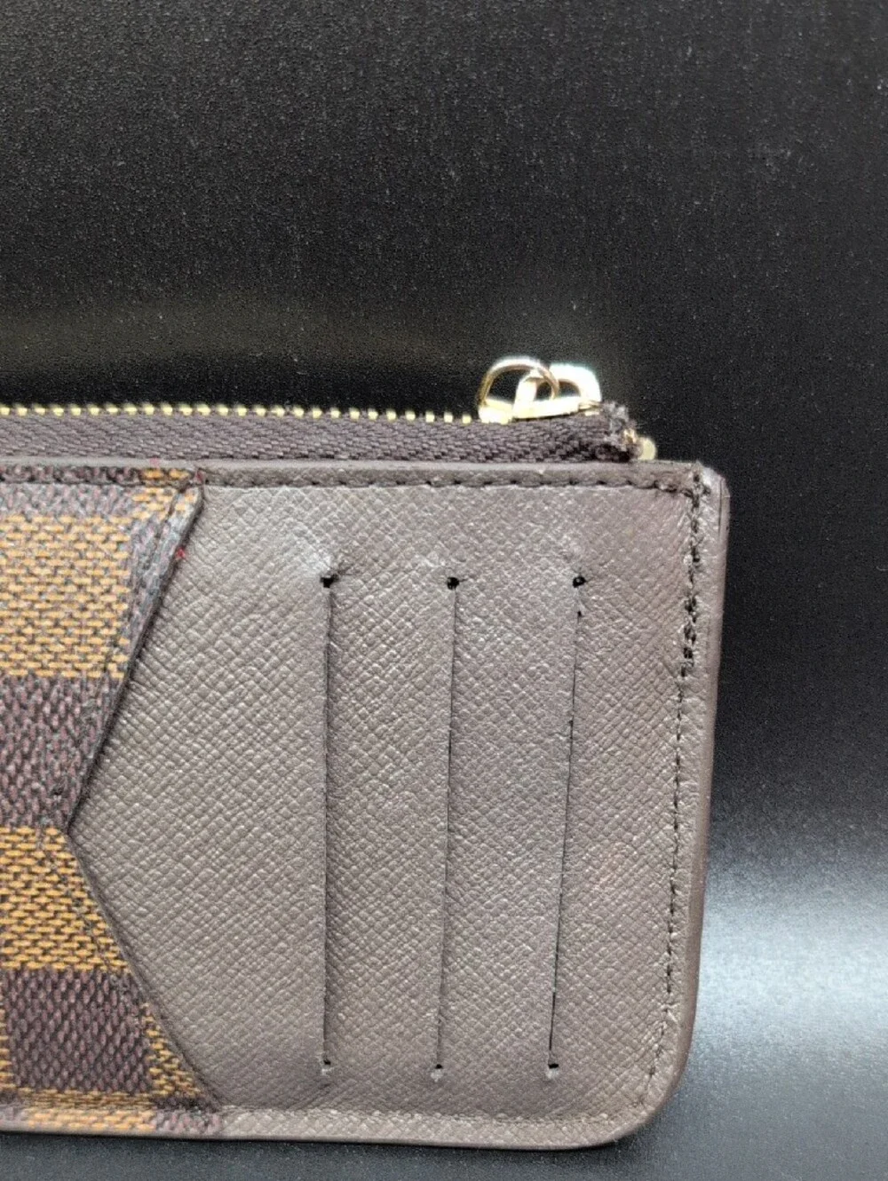 Louis Vuitton Damier Ebene Pattern Coated Canvas Card Holder Recto Verso